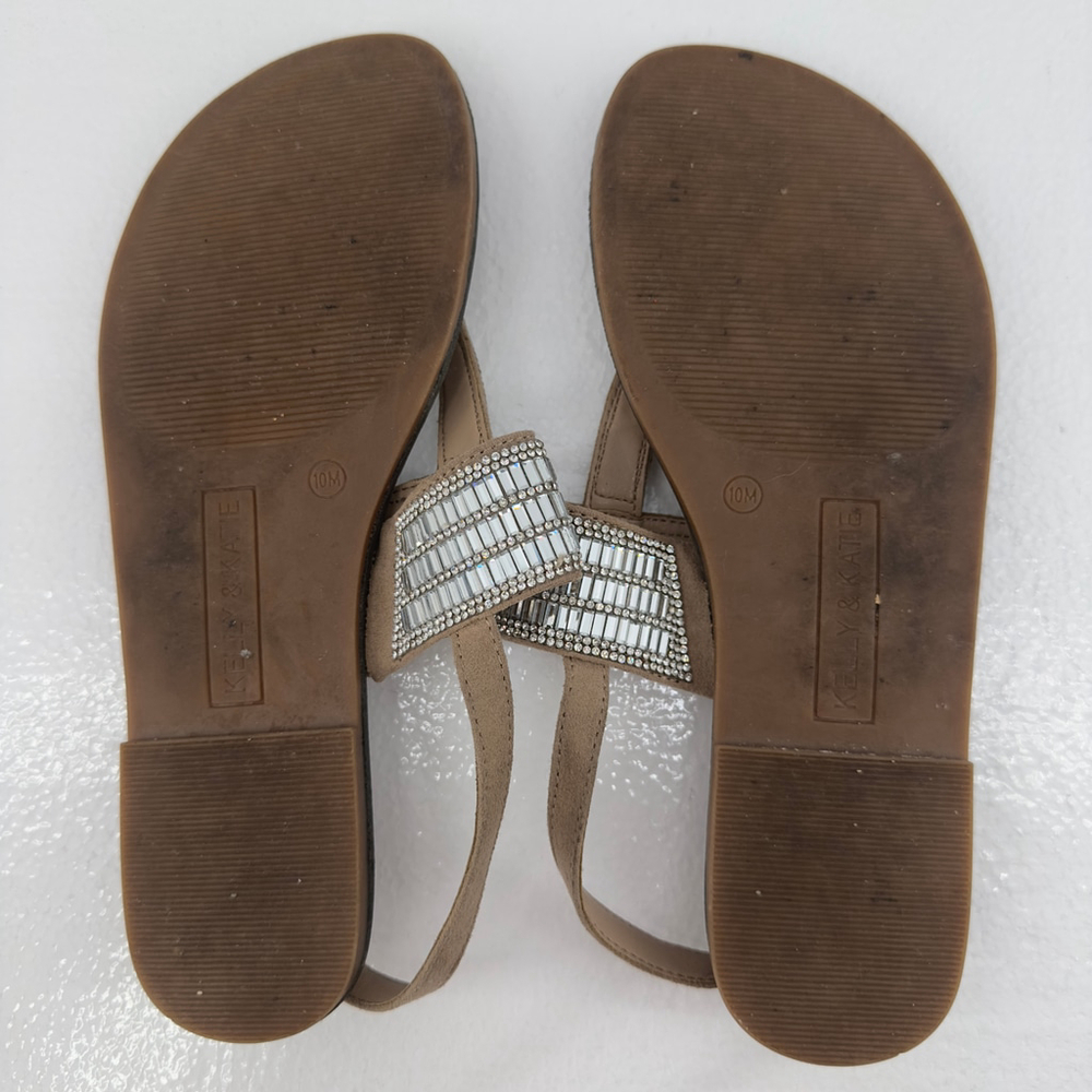 Women's 10 KELLY & KATIE Silver Pewter Embellished KK-SILVYA THONG SANDALS Shoes - Picture 8 of 8